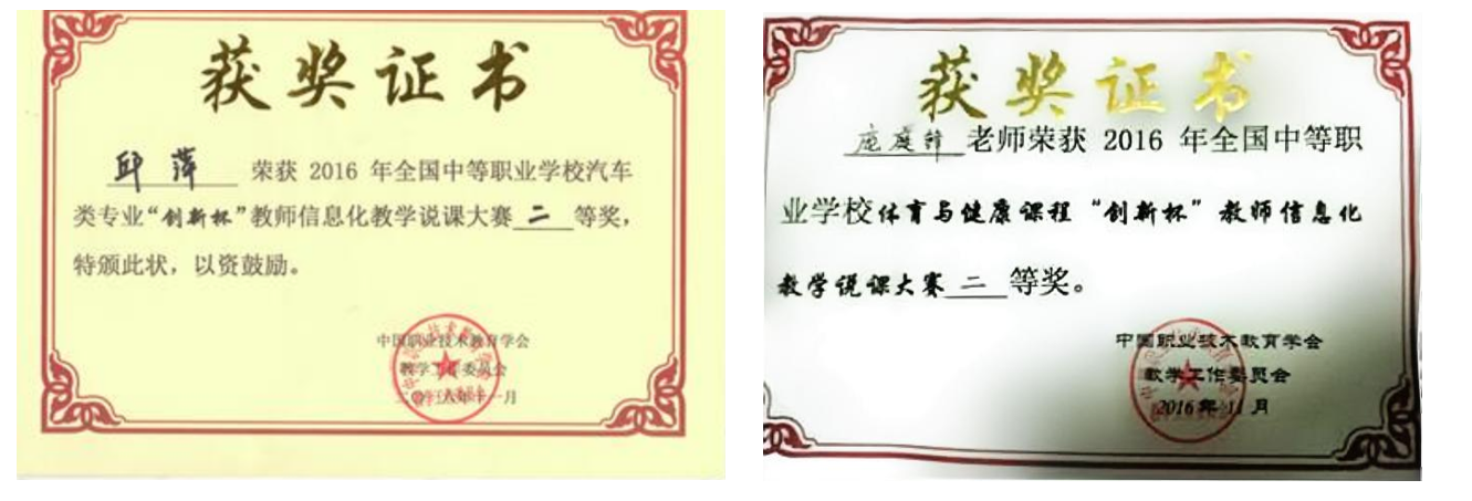 教学能力比赛一、二等奖证书2