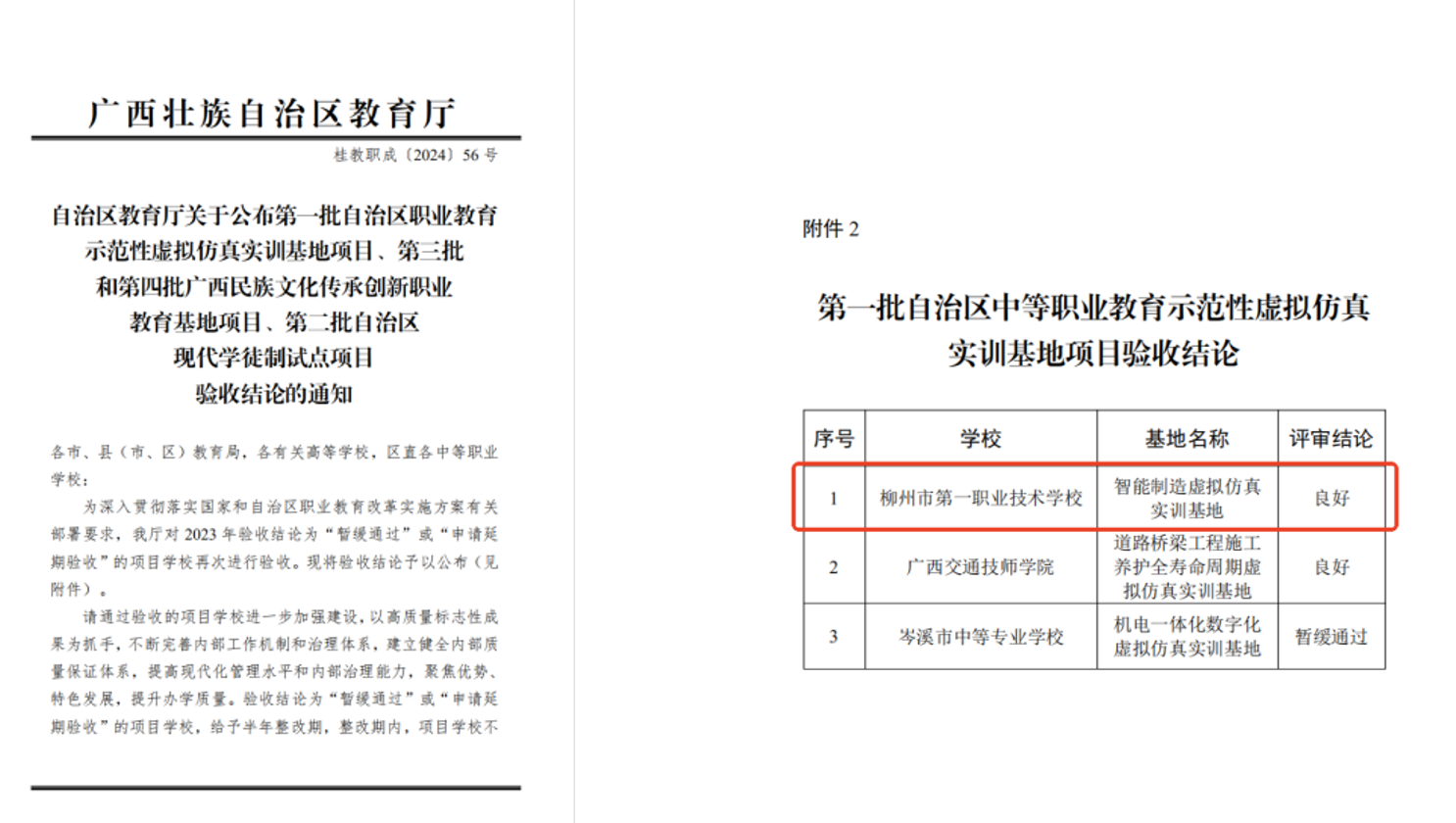 自治区第一批中职教育示范性虚拟仿真实训基地《智能制造虚拟仿真实训基地》